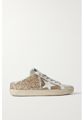 Golden Goose - Super-star Sabot Distressed Glittered Leather And Suede Slip-on Sneakers - IT35,IT36,IT37,IT38,IT39,IT40,IT41,IT42