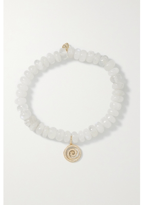 Sydney Evan - Small Spiral 14-karat Gold, Moonstone And Diamond Bracelet - White - One size