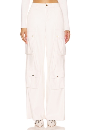 Alice + Olivia Joette Faux Leather Cargo Pant in Ivory. Size 12, 4.