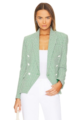 L'AGENCE Kenzie Double-Breasted Blazer in Green. Size 8.