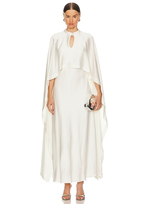 SIMKHAI Amory Cape Dress in Ivory. Size 8.