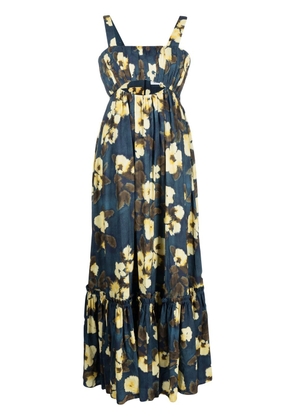Acler Luddenham floral-print midi dress - Blue
