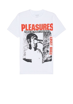 Pleasures Punish T-Shirt in White. Size L, S, XL/1X.