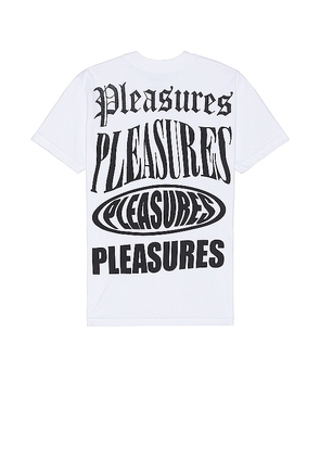 Pleasures Stack T-Shirt in White. Size M, S, XL/1X.