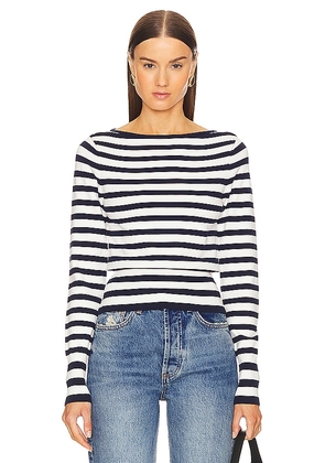 L'Academie by Marianna Marisole Striped Sweater in Blue. Size M, S, XL, XS, XXS.