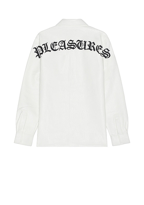 Pleasures Resonate Overshirt in White. Size M, XL.