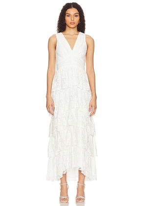 1. STATE Cascading Ruffle Maxi Dress in Ivory. Size 2, 4, 6, 8.