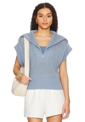 Varley Mila Half Zip Sweater in Blue. Size M, XL, XS.