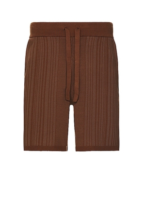 WAO Fully Knitted Pattern Short in Brown. Size M, S.