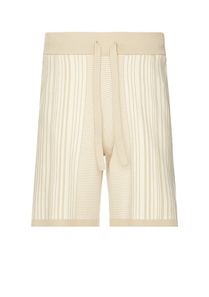 WAO Fully Knitted Pattern Short in Beige. Size M, S.