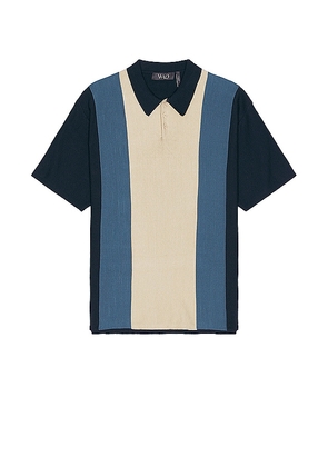 WAO Short Sleeve Stripe Knit Polo in Multi. Size L, S, XL/1X.