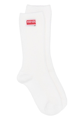 Kenzo logo-patch ribbed-knit socks - White
