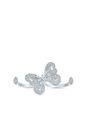 De Beers Jewellers 18kt white gold Portraits of Nature butterfly two-finger ring - Silver