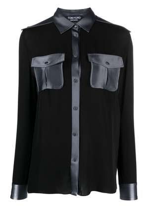 TOM FORD flap-pocket satin-trim shirt - Black