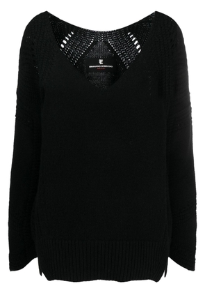 Ermanno Scervino crochet-knit V-neck jumper - Black