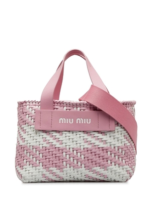 Miu Miu Pre-Owned 2020 bicolor basket weave tote bag - Pink