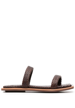 St. Agni two strap woven leather slides - Brown