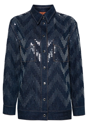 Missoni sequin-embellished denim jacket - Blue
