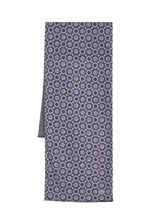 Kiton geometric-print silk scarf - Blue