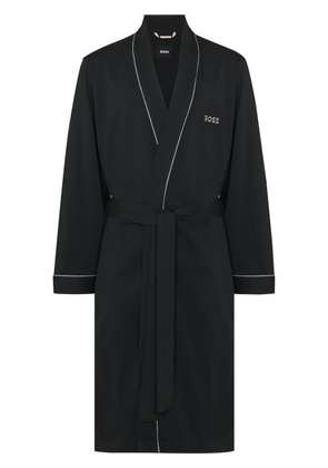 BOSS embroidered-logo lounge robe - Black