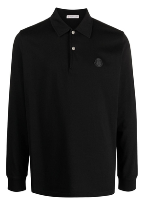 Moncler logo-appliqué cotton polo shirt - Black