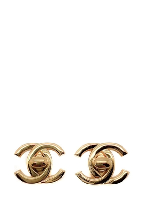 CHANEL Pre-Owned Vintage Chanel Turnlock Logo Earrings 1997 - Green
