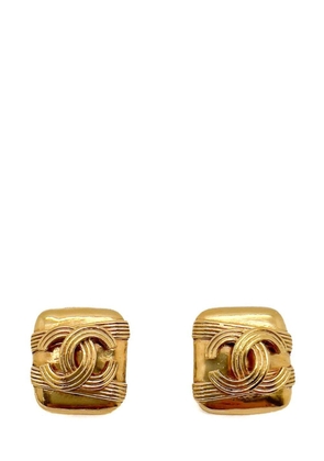 CHANEL Pre-Owned Vintage Chanel Banded CC Logo Earrings 1994 - Gold
