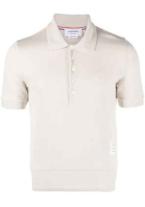 Thom Browne ribbed-knit short-sleeved polo shirt - Neutrals