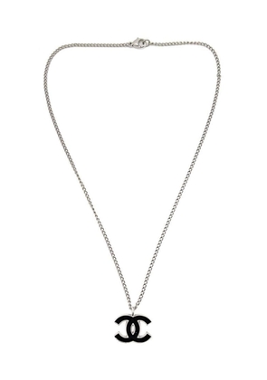 CHANEL Pre-Owned Vintage Chanel Black CC Logo Necklace 2006 - Silver