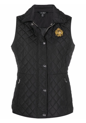 Lauren Ralph Lauren logo-patch diamond-quilted vest - Black