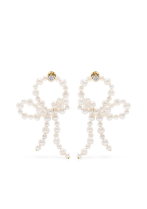 Completedworks bow-detail pearl drop earrings - White