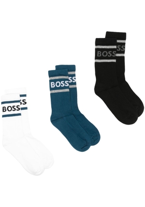 BOSS logo-intarsia stretch-cotton socks (pack of three) - Multicolour