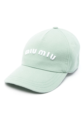 Miu Miu logo-embroidered cotton cap - Green