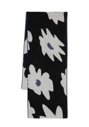 Paul Smith Bog Flower contrasting-trim scarf - Black
