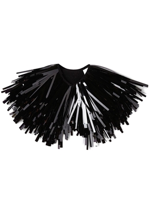 Jil Sander high-shine fringed collar - Black