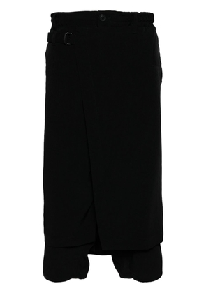 Yohji Yamamoto drop-crotch layered shorts - Black