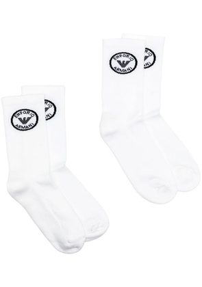 Emporio Armani logo-intarsia stretch-cotton socks (pack of two) - White