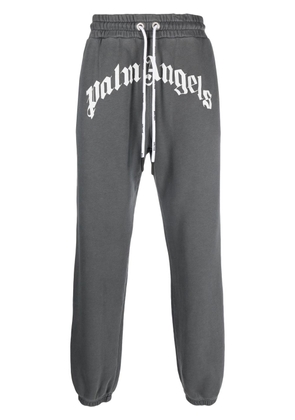 Palm Angels curved logo-print sweatpants - Grey