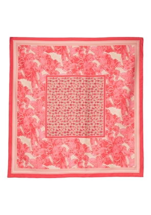 Kiton geometric floral-print silk scarf - Pink