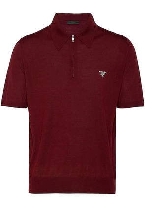 Prada logo-jacquard wool polo shirt - Red
