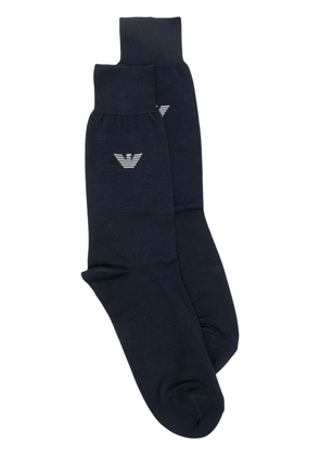 Emporio Armani logo-intarsia cotton-blend socks - Blue