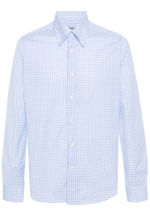 Canali gingham cotton poplin shirt - Blue