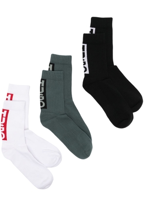 HUGO logo-intarsia stretch-cotton socks (pack of three) - Multicolour