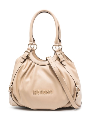Love Moschino logo-plaque faux-leather tote bag - Neutrals