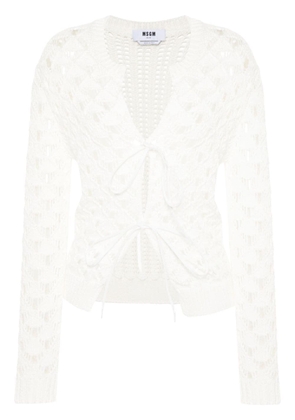 MSGM open-knit cotton cardigan - White