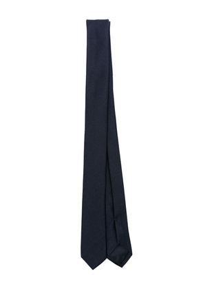 Giorgio Armani logo-jacquard silk tie - Blue