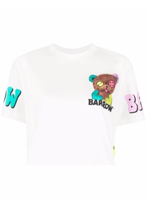 BARROW cropped logo-print T-shirt - White
