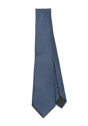 Giorgio Armani monogram-jacquard silk tie - Blue