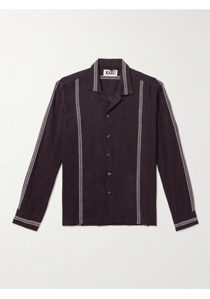 Kartik Research - Camp-Collar Cotton-Jacquard Shirt - Men - Purple - S