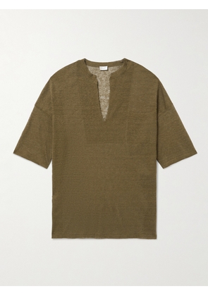 SAINT LAURENT - Linen and Silk-Blend T-Shirt - Men - Green - S